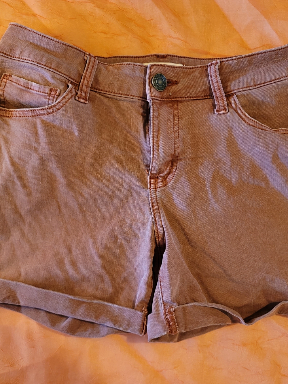 SO Mauve-Pink Midi Denim Cuffed Shorts
